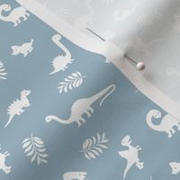 Sweet dinosaur jungle friends palm leaves and dino illustrations kids stone blue winter SMALL