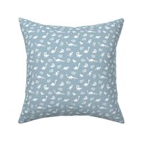 Sweet dinosaur jungle friends palm leaves and dino illustrations kids stone blue winter SMALL