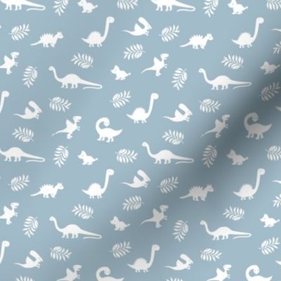 Sweet dinosaur jungle friends palm leaves and dino illustrations kids stone blue winter SMALL