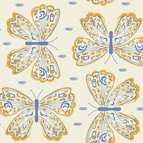 Luna Butterflies, Gold and Periwinkle, Large