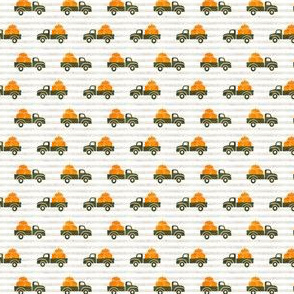 (extra small scale) fall trucks - pumpkin - green on stripes - LAD19BS