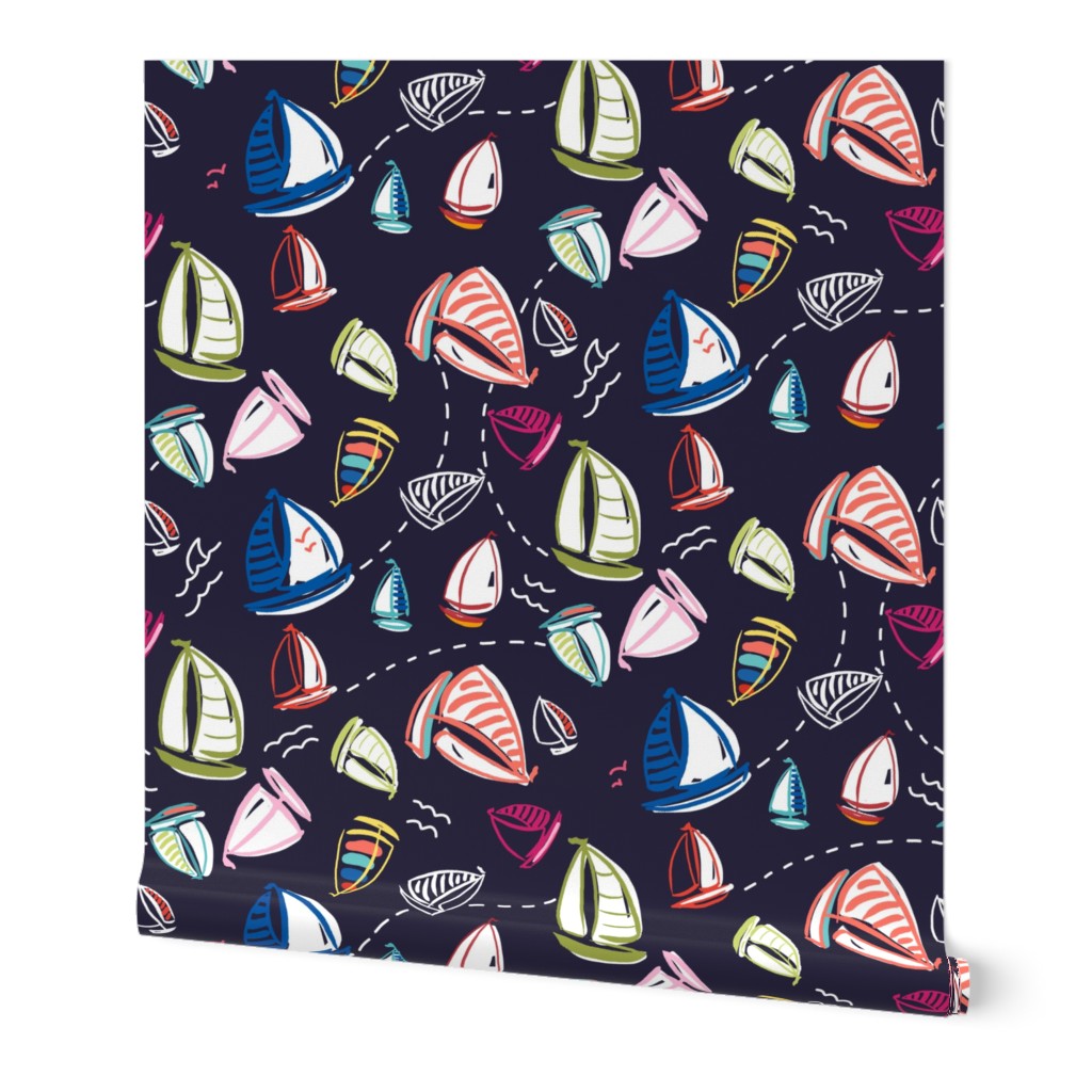 ditsy summer sailboats -eclipse large scale