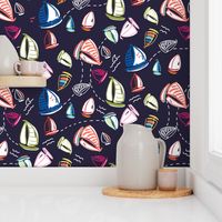 ditsy summer sailboats -eclipse large scale