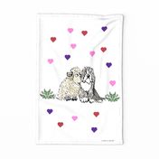 Cartoon Beardie with Sheep  Tea Towel