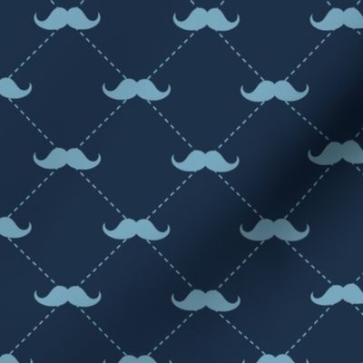 Mustaches on Regal Blue