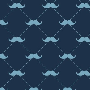 Mustaches on Regal Blue