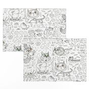 fantasy cats, large scale, black and white