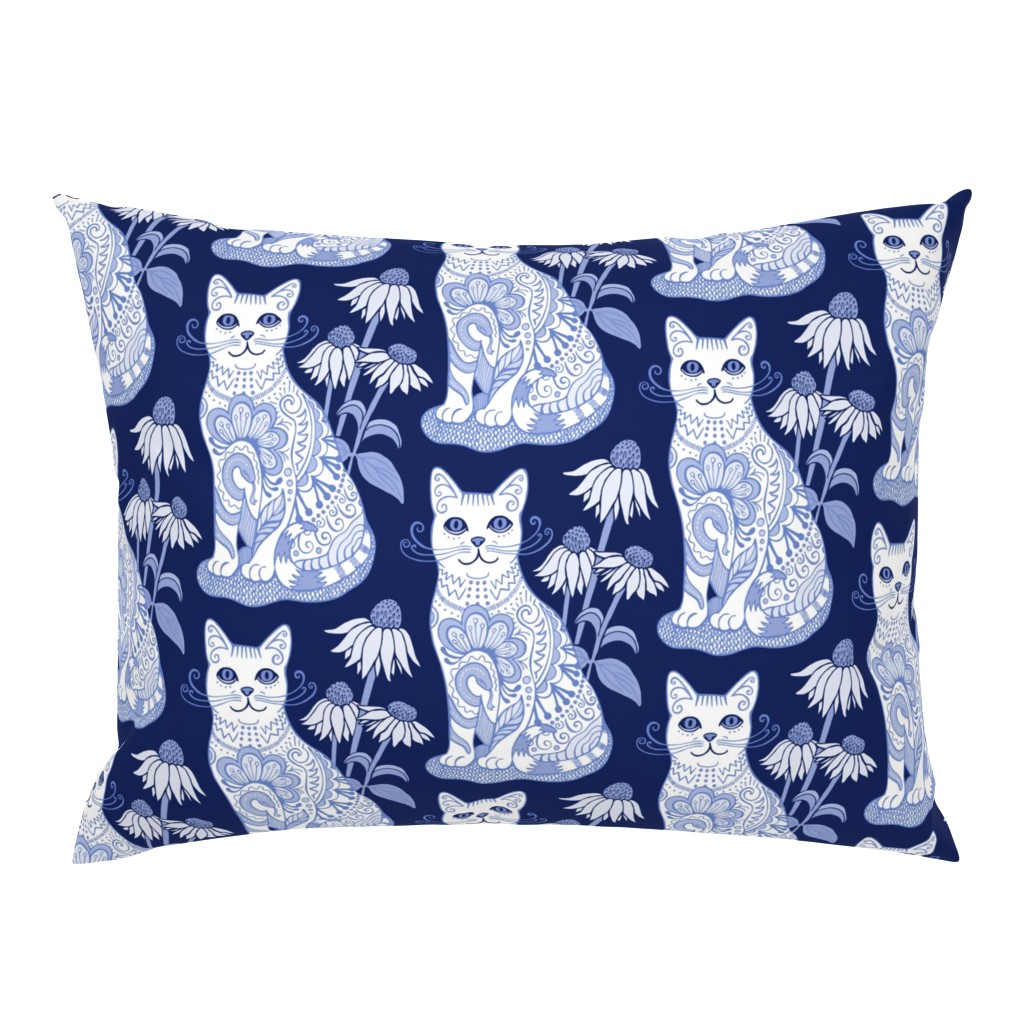 Fancy Feline Blue and White