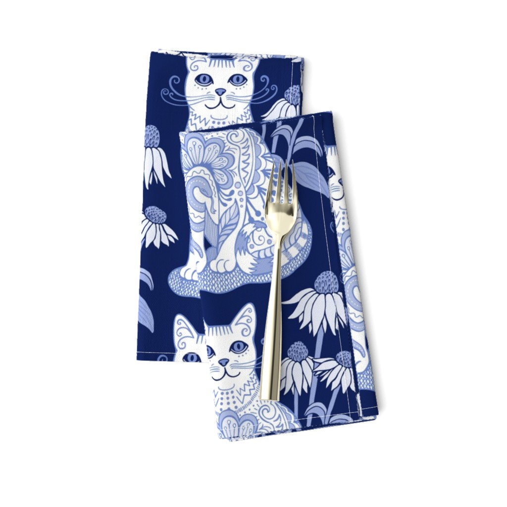 Fancy Feline Blue and White