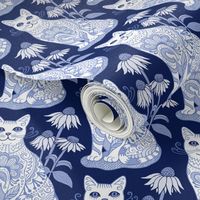 Fancy Feline Blue and White