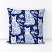 Fancy Feline Blue and White