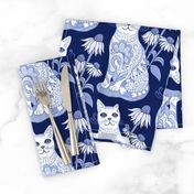 Fancy Feline Blue and White