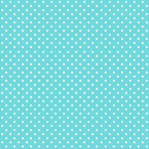 White Polka Dots On Aqua