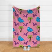 Pink Dinosaur hand drawn pattern