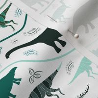 Dino Strata: Greens on white 