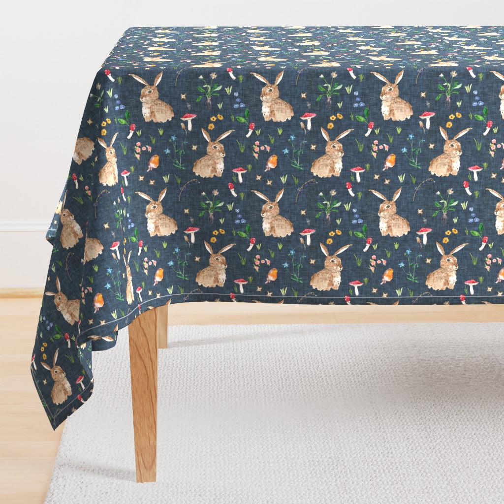 Cottontail Bunny Floral (navy) MED rotated