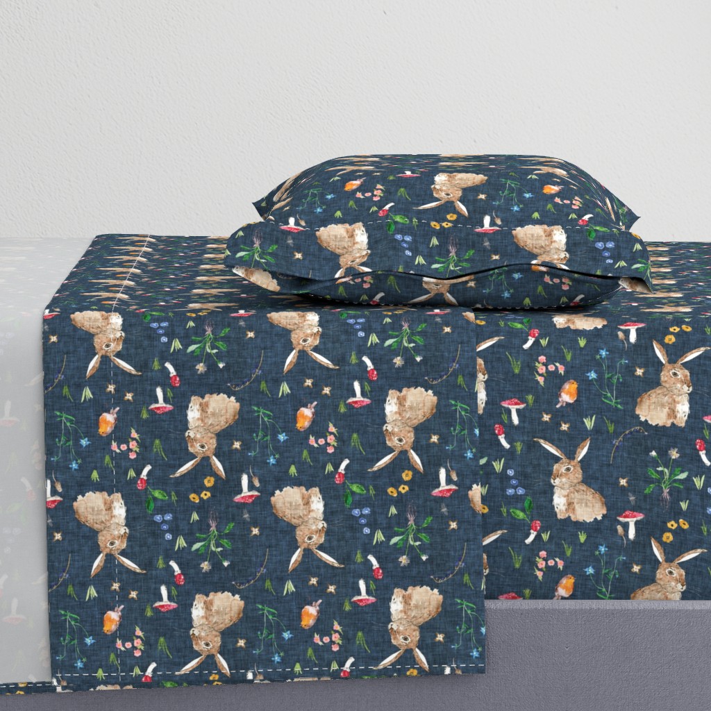 Cottontail Bunny Floral (navy) MED rotated