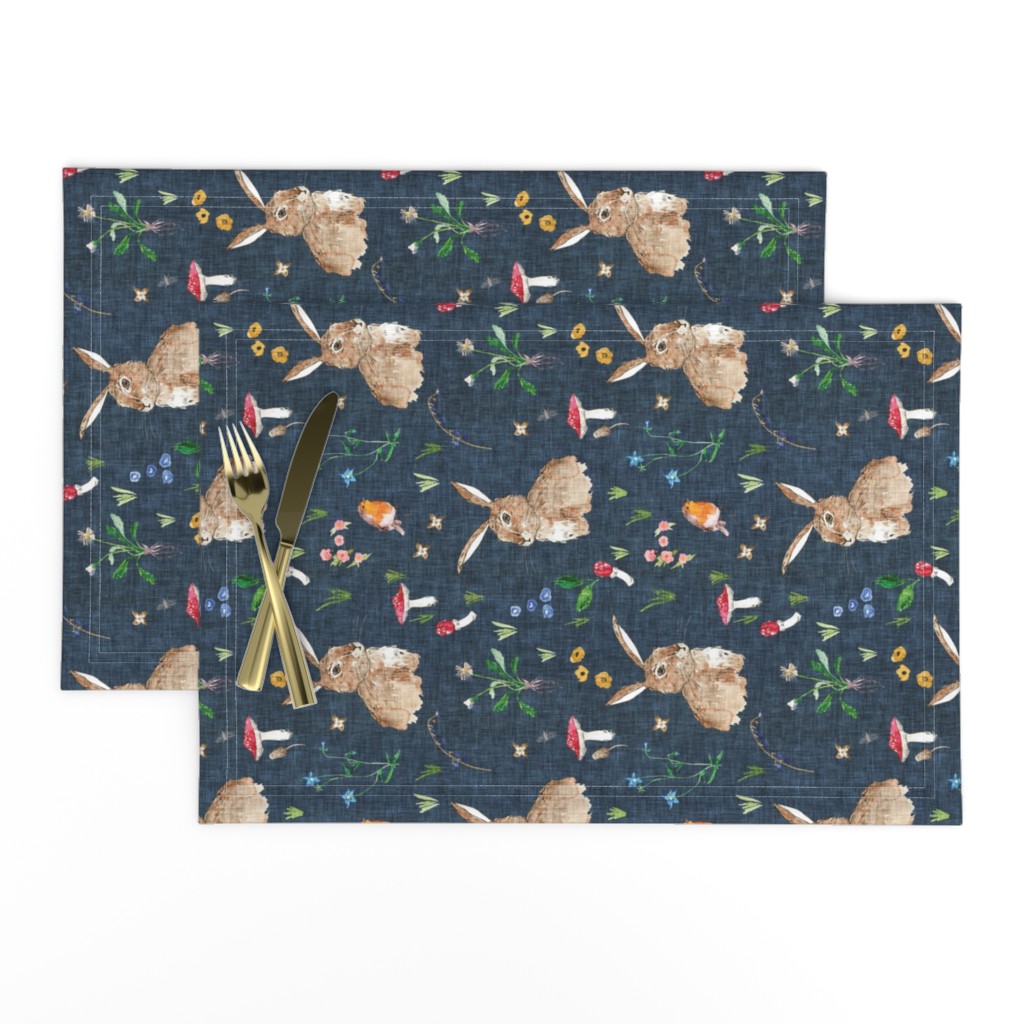 Cottontail Bunny Floral (navy) MED rotated