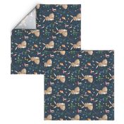 Cottontail Bunny Floral (navy) MED rotated