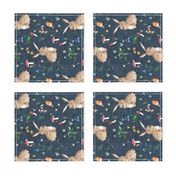 Cottontail Bunny Floral (navy) MED rotated