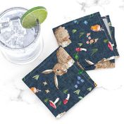 Cottontail Bunny Floral (navy) MED rotated