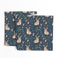 Cottontail Bunny Floral (navy) MED rotated