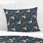 Cottontail Bunny Floral (navy) MED rotated