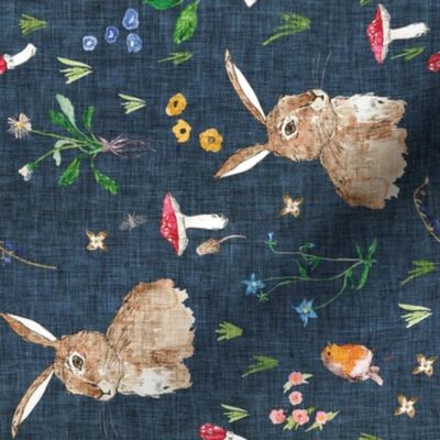 Cottontail Bunny Floral (navy) MED rotated