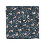 Cottontail Bunny Floral (navy) MED rotated