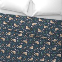 Cottontail Bunny Floral (navy) MED rotated
