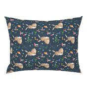 Cottontail Bunny Floral (navy) MED rotated