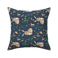 Cottontail Bunny Floral (navy) MED rotated