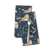 Cottontail Bunny Floral (navy) MED rotated