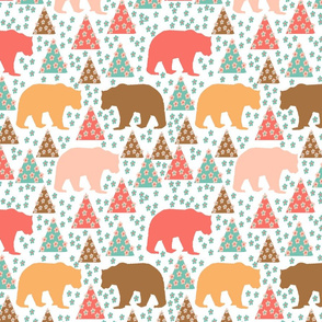 Living coral scene with bears