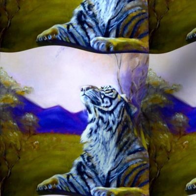 SMALL TIGER WAVY SQUARES FELINE CHALK PASTEM DRAWING 2 PAYSMAGE