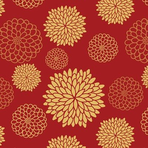 Oriental Blooms (small-scale) // Dark Red