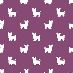 yorkie silhouette fabric -  yorkshire terrier silhouette fabric , dog fabric, dog silhouette fabric - amethyst purple