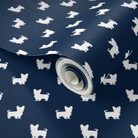 yorkie silhouette fabric -  yorkshire terrier silhouette fabric , dog fabric, dog silhouette fabric - navy