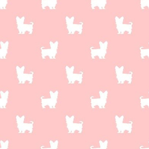 yorkie silhouette fabric -  yorkshire terrier silhouette fabric , dog fabric, dog silhouette fabric - peach