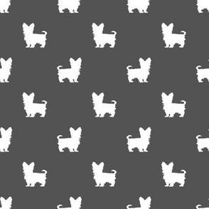 yorkie silhouette fabric -  yorkshire terrier silhouette fabric , dog fabric, dog silhouette fabric - charcoal
