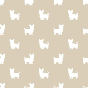 yorkie silhouette fabric -  yorkshire terrier silhouette fabric , dog fabric, dog silhouette fabric -sand