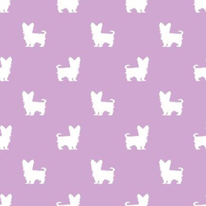 yorkie silhouette fabric -  yorkshire terrier silhouette fabric , dog fabric, dog silhouette fabric - lilac