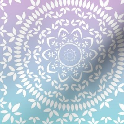 Floral mandala in soft chalky pastel colors 
