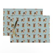 yorkie dog fabric  - dog fabric, yorkshire terrier fabric, blue