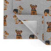 yorkie dog fabric - grey dog fabric, quilt e
