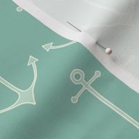 Anchors in sea green by Pippa Shaw