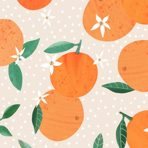 Orange Citrus and Blossom - neutral large repeat