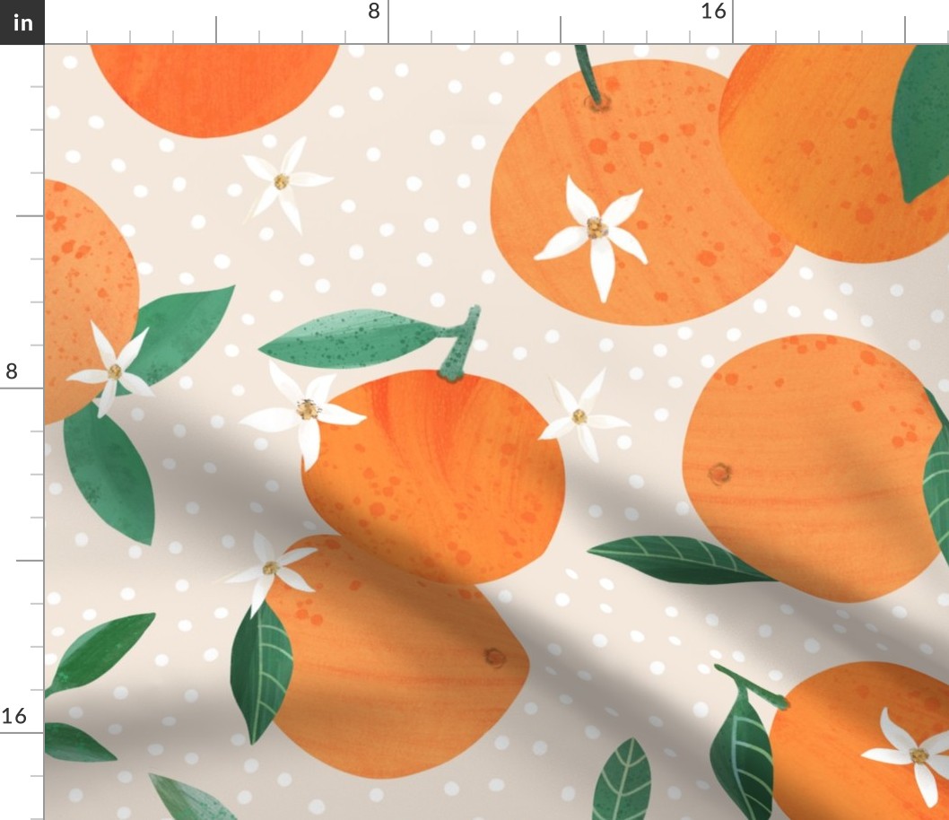 Orange Citrus and Blossom - neutral large repeat