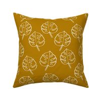 Modern Boho Mustard Monstera Leaves -Medium