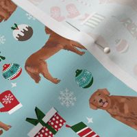 golden retriever christmas fabric - red golden retriever fabric, dog fabric, dog christmas, dog design -  blue